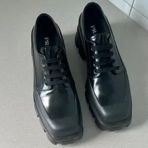 Mens Prada Monolith Spazzolato Black Platform Derby Shoes New Prada | Shoes | Mens Prada Monolith Spazzolato Black  main image 2